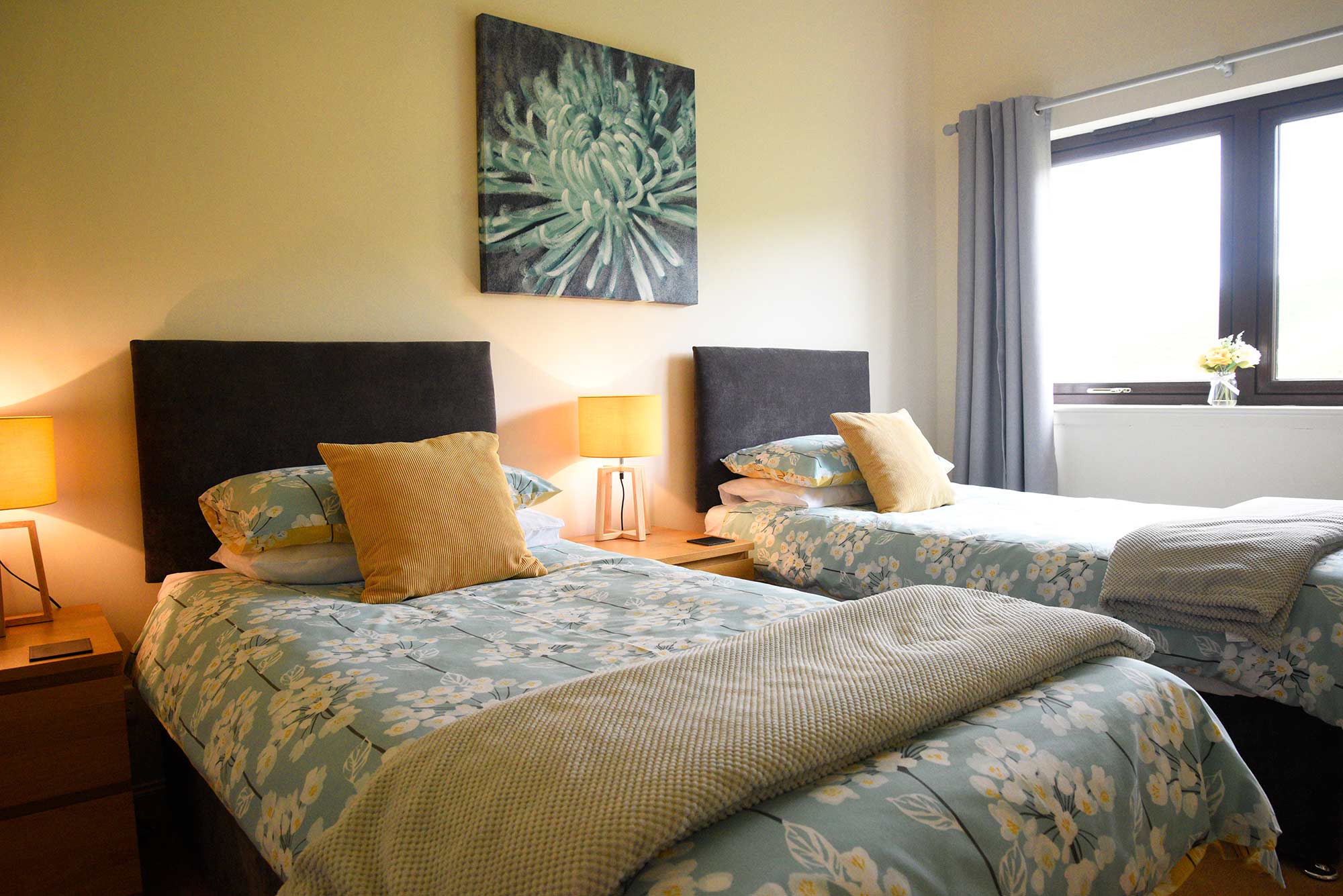 Our twin room on the Isle of Skye offering stunning views of the Cuillin Mountains