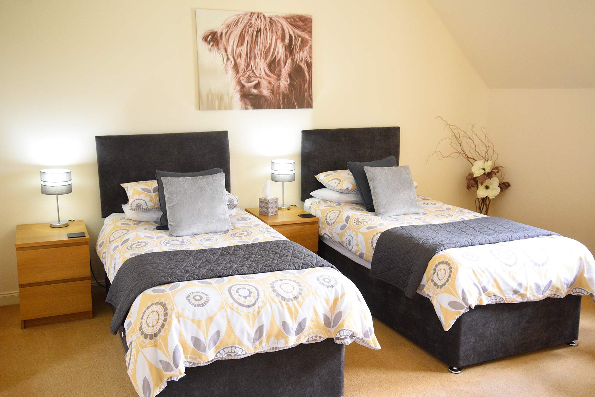 Our twin room on the Isle of Skye offering stunning views of the Cuillin Mountains